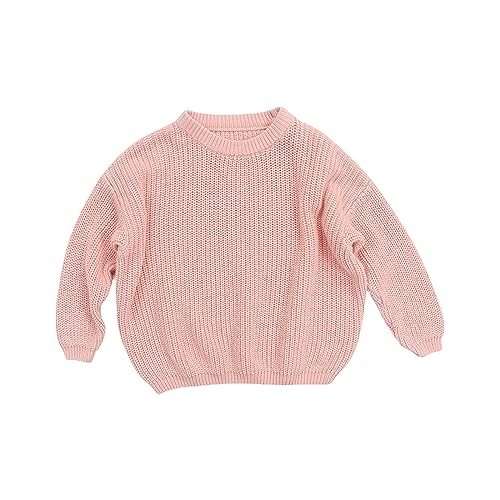 Solide Strickpullover für Babys, Jungen, Baumwolle, langärmelig, Pullover, Oberteil, Herbst- und Winterkleidung O Strickjacke Mädchen (Pink, 3 Years) von YCBMINGCAN