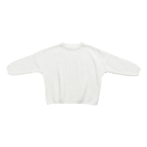 Solide Strickpullover für Babys, Jungen, Baumwolle, langärmelig, Pullover, Oberteil, Herbst- und Winterkleidung O Strickjacke Mädchen (White, 3 Years) von YCBMINGCAN