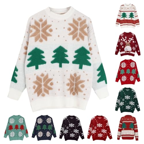 Weihnachtspullover Weihnachtspullover Damen Strickpullover Ugly Christmas Sweater | Oversize Grobstrick Pullover mit Weihnachtsmann Motiv | Festlicher Winterpullover für Advent & Weihnachtsfeier von YCBMINGCAN