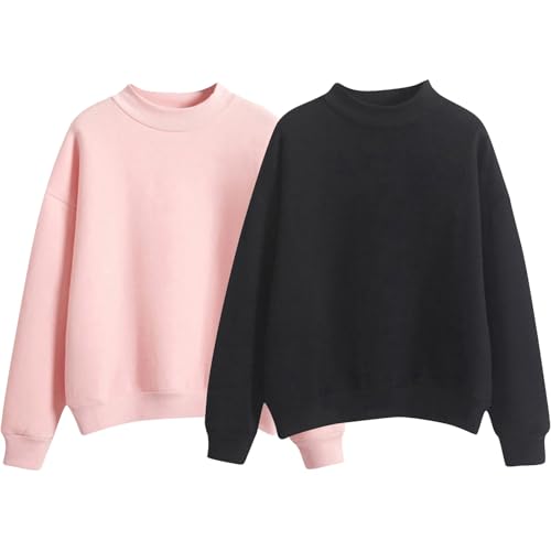 YCBMINGCAN 2er Pack Sweatshirt Damen Ohne Kapuze, Oversize Pullover Damen im Basic Set, Langarmshirt Oberteile für Herbst & Winter von YCBMINGCAN