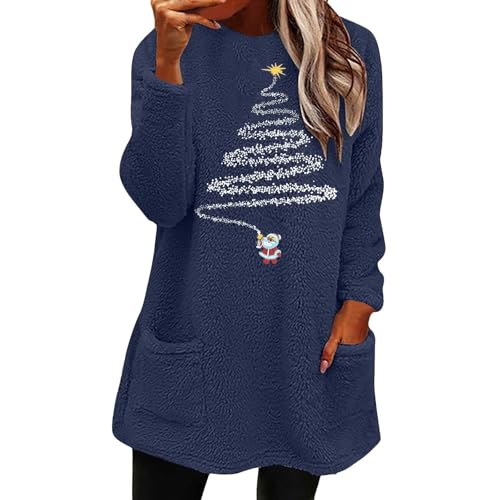 YCBMINGCAN Angebote Des Tages Heute Damen Fleecepullover Damen Weihnachtspullover Damen Fleecepullover Damen Langer Pullover Frauen Double Fuzzy Sweatshirt Langer Damenpullover Winter Pullover von YCBMINGCAN