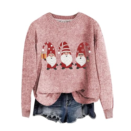 YCBMINGCAN Angebote Tages Blitzangebote Wollpullover Damen Lustige Weihnachtspullover Damen Strickpullover Winter Rundhals Pulli Lose Sweatshirt Damen Langarm Oberteile Warm Oberteile Tunika Tops von YCBMINGCAN