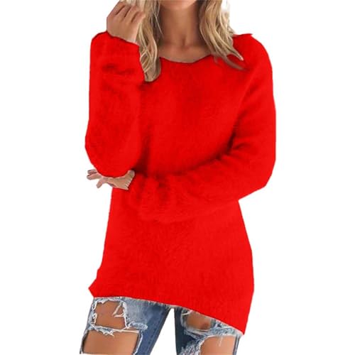 YCBMINGCAN Angebote Des Tages Heute Blitzangebote Damenpullover Teddy Fleece Pullover Damen Grosse Grössen Fleecepullover Einfarbig winterpullover Warm Oberteil Casual Sweatshirt Thermo Shirt Damen von YCBMINGCAN
