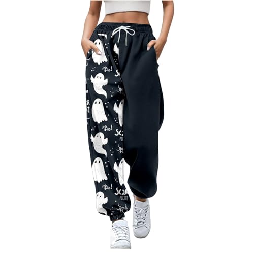 YCBMINGCAN Angebote Des Tages Heute Damen Jogginghose Halloween Hose Leicht Halloween Hahnentritt Freizeithose Sporthosen High Waist Freizeithosen Sporthose Trendy Elastic Jogger Pant von YCBMINGCAN