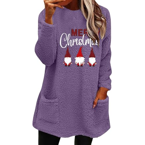 YCBMINGCAN Angebote Des Tages Heute Damen Pullover FüR Damen Weihnachtspullover Damen Fleecepullover Damen Langer Pullover Frauen Double Fuzzy Sweatshirt Langer Damenpullover Winter Pullover von YCBMINGCAN