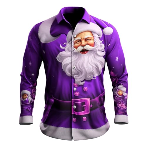 YCBMINGCAN Angebote Des Tages Heute Damen Weihnachtshemd Herren Hemd Langarm Herren Weihnachtsshirt Lustig 3D Druck Slim Fit Hemden Lustig Weihnachtsdruck Hawaii Hemden Männer Weihnachtshemd von YCBMINGCAN