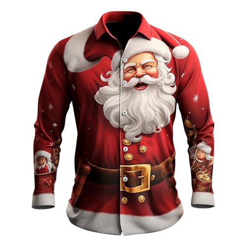YCBMINGCAN Angebote Des Tages Heute Damen Weihnachtshemd Herren Hemd Langarm Herren Weihnachtsshirt Lustig 3D Druck Slim Fit Hemden Lustig Weihnachtsdruck Hawaii Hemden Männer Weihnachtshemd von YCBMINGCAN