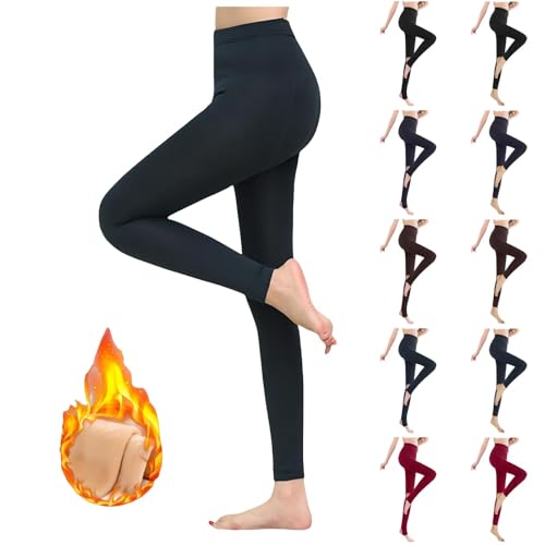 YCBMINGCAN Angebote Des Tages Heute Thermo Leggings Damen Damen Thermo Strumpfhose Plüschstrümpfe Warm Gefüttert Fleece,Feinstrumpfhose,Pantyhose Blickdicht High Waist Warm Leggings von YCBMINGCAN
