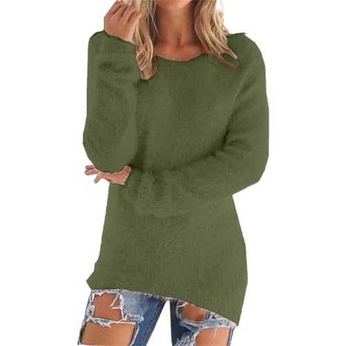 YCBMINGCAN Blitzangebote Thermo Unterwäsche Damen Teddy Fleece Pullover Damen Grosse Grössen Fleecepullover Einfarbig winterpullover Warm Oberteil Casual Sweatshirt Thermo Shirt Damen von YCBMINGCAN
