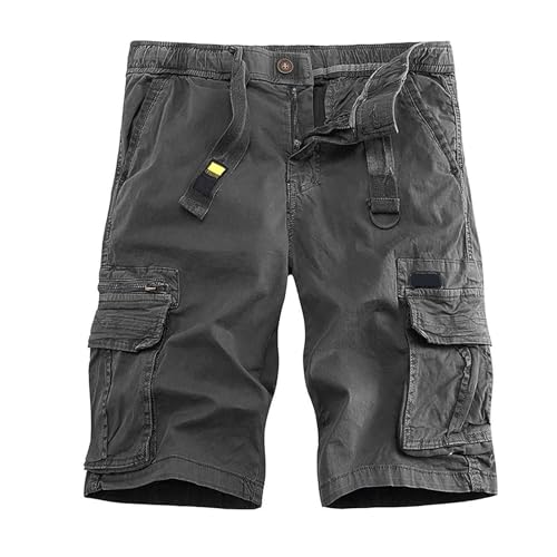 YCBMINGCAN Blitzangebote-des-Tages Herren Sommer Athletic Shorts Herren Kurze Hose Freizeithose Baumwolle Cargohose Arbeitshosen Mit Taschen Leichte Einfarbig Wanderhose Vintage Lässiges Cargoshorts von YCBMINGCAN