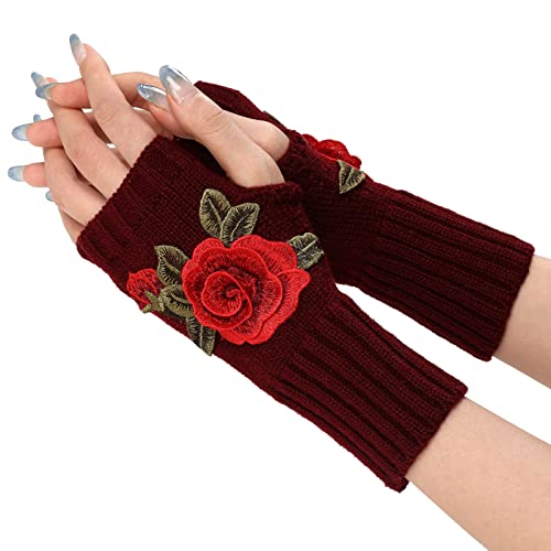 YCBMINGCAN Damen Handschuhe Winter Damen Pulswärmer Winter Damen Pulswärmer Halb Fingerlose Fäustlinge Stulpen Fingerlose Armstulpen Für Weihnachten/Geburtstagsgeschenk von YCBMINGCAN