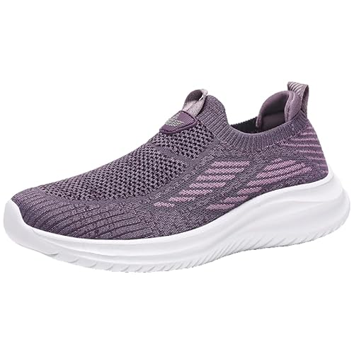 YCBMINGCAN Damen Slip-On Socken-Sneakers Mesh-Schuhe Wanderschuhe Weiche Sohle Freizeitschuhe B Ware Schuhe Damen (Purple, 36) von YCBMINGCAN