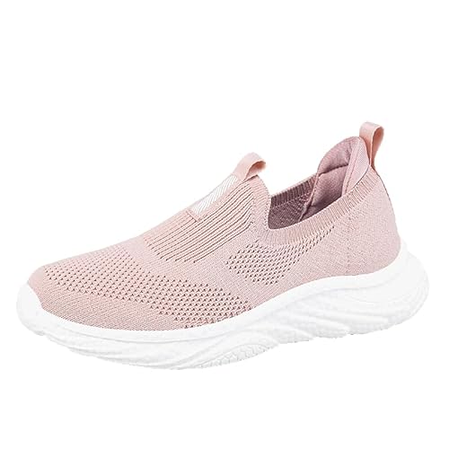 YCBMINGCAN Damen Slip-On Socken-Sneakers Mesh-Schuhe Wanderschuhe Weiche Sohle Freizeitschuhe Damen Schuhe Wasserdicht (Pink, 37) von YCBMINGCAN