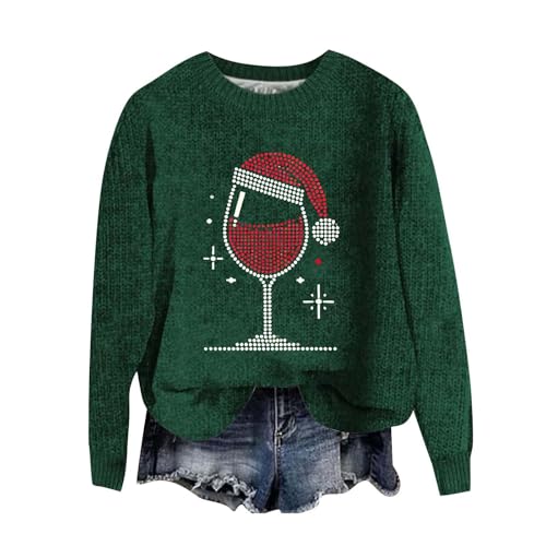 YCBMINGCAN Damenmode Sale Pullover FüR Damen Lustige Weihnachtspullover Damen Strickpullover Winter Rundhals Pulli Lose Sweatshirt Damen Langarm Oberteile Warm Oberteile Tunika Tops von YCBMINGCAN