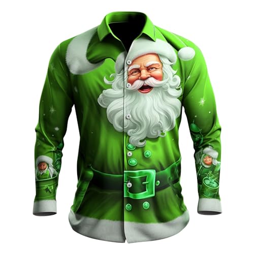 YCBMINGCAN Deals Of The Day Herren Hemd Weihnachtshemd Herren Hemd Langarm Herren Weihnachtsshirt Lustig 3D Druck Slim Fit Hemden Lustig Weihnachtsdruck Hawaii Hemden Männer Weihnachtshemd von YCBMINGCAN