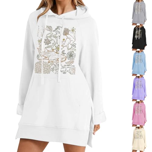 YCBMINGCAN Einfarbiger Hoodie Damen | Kapuzenpullover mit Seitenschlitzen & Tasche | Lässiges Sweatshirt mit dezentem Print, Langarm Oberteil YCBMINGCAN Einfarbiger Hoodie Damen | Kapuzenpullover mit Seitenschlitzen & Tasche | Lässiges Sweatshirt mit dezentem Print, Langarm Oberteil von YCBMINGCAN
