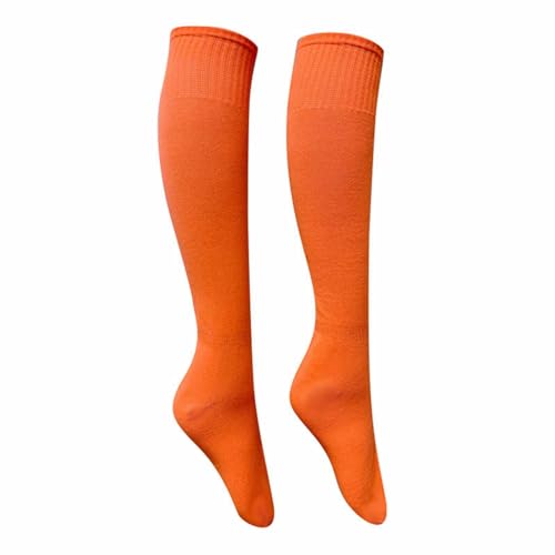 YCBMINGCAN Fußball Lange Socken Sport Kniehohe Große Fußball Rugby Stocks Fußballsocken Für Männer Herren Schwarze Fußballsocken Schwarze Sportsocken (Orange, One Size) von YCBMINGCAN