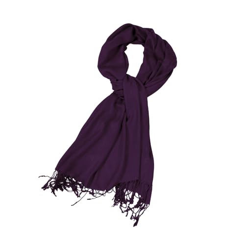 YCBMINGCAN Großer, weicher, seidiger Pashmina-Schal, Wickelschal, Stola in einfarbigen Farben, Dunkellila, Einheitsgröße Damenschals (Purple, A) von YCBMINGCAN