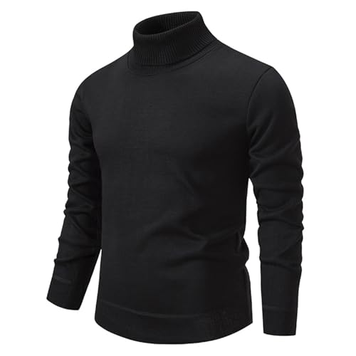 YCBMINGCAN Herren Herbst Casual Langarm Pullover Rundhals Unterlage Strickpullover Herren Weste Elegant Langarm (Black, XXL) von YCBMINGCAN