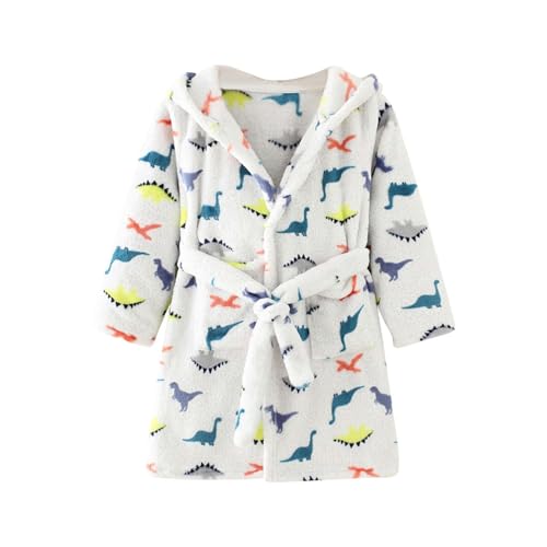YCBMINGCAN Kinder Kapuzen Robe Mädchen Weichen Flanell Bademäntel Pyjamas Plüsch Robe Baby Anzug Winter (G, 5-6 Years) von YCBMINGCAN