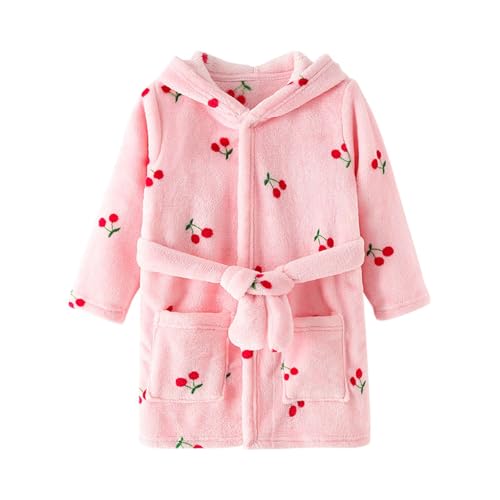 YCBMINGCAN Kinder Kapuzen Robe Mädchen Weichen Flanell Bademäntel Pyjamas Plüsch Robe Baby Anzug Winter (K, 5-6 Years) von YCBMINGCAN