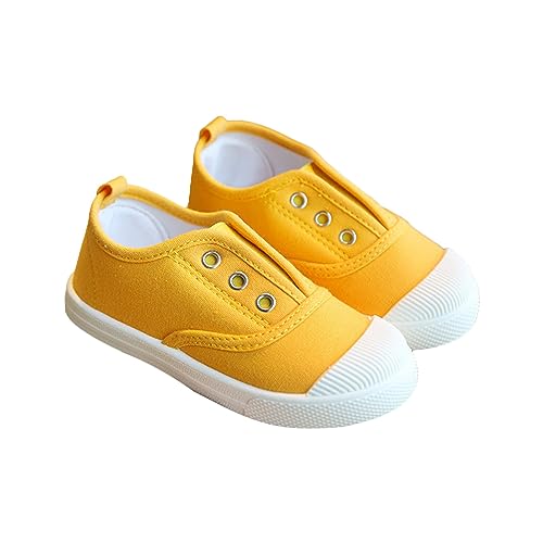 YCBMINGCAN Kinder-Segeltuchschuhe, atmungsaktive Jungen- und Mädchenschuhe, Indoor-Kinderschuhe, Kleinkindschuhe Hohe Jungen Sneaker (Yellow, 25 Toddler) von YCBMINGCAN