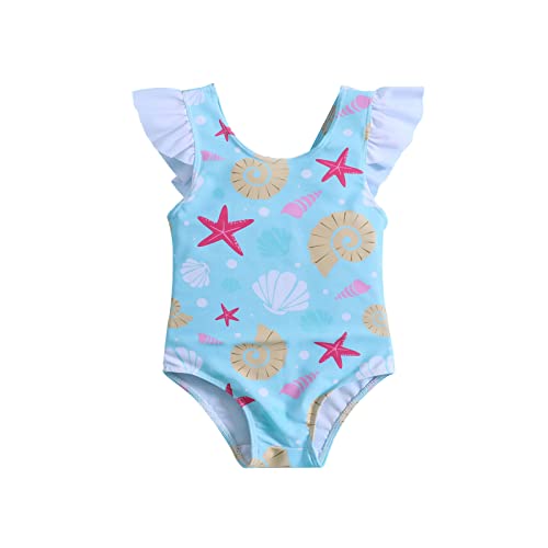 YCBMINGCAN Kleinkind Baby Einteiler Badeanzug Sport Niedlich Hohe Taille Bikini Set Badeanzug Badeanzug Gr. 146 Schwimmshirt Baby 86 (Blue-4, 6-12 Months) von YCBMINGCAN