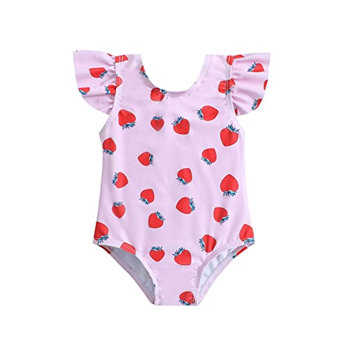 YCBMINGCAN Kleinkind Baby Einteiler Badeanzug Sport Niedlich Hohe Taille Bikini Set Gr. 146 Schwimmshirt Baby 86 (Pink-1, 12-18 Months) von YCBMINGCAN