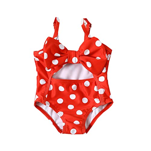 YCBMINGCAN Kleinkind Baby Einteiler Badeanzug Sport Niedlich Hohe Taille Bikini Set Badeanzug Badeanzug Gr. 146 Schwimmshirt Baby 86 (Red-3, 6-9 Months) von YCBMINGCAN