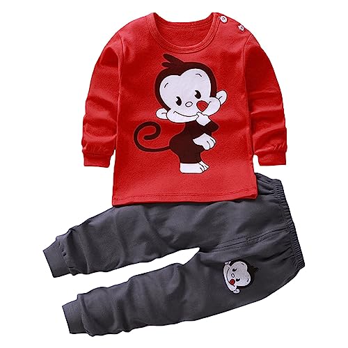 YCBMINGCAN Langärmlige Oberteile und Hosen mit Animal-Print für Kleinkinder, Jungen und Mädchen, lockerer Loungewear-Anzug für 0 bis 9 Jahre Baby Junge Outfit Set von YCBMINGCAN