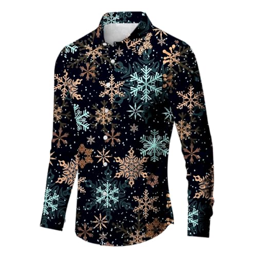 YCBMINGCAN Meine Bestellungen Anzeigen 2024 Weihnachtshemd Herren Hemd Langarm Herren Weihnachtsshirt Lustig 3D Druck Slim Fit Hemden Lustig Weihnachtsdruck Hawaii Hemden Männer Weihnachtshemd von YCBMINGCAN