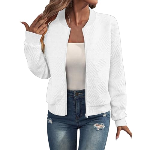 YCBMINGCAN Sale-Angebote Bomberjacke Damen Blouson Sommerjacke ohne Kapuze Jacke Leichte Reißverschluss Sweatjacke Bomber Jacket Übergangsjacke College Jacket Fliegerjacke Damenjacke Wanderjacke von YCBMINGCAN