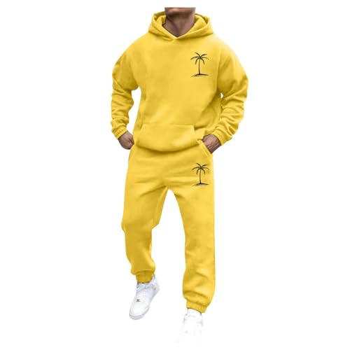 YCBMINGCAN Schwitzanzug Herren Jogginganzug Herren Warm Gefüttert 2-Teilig Trainingsanzug 3D Druck Sportanzug Einfarbig Hoodie Y2K Hip Hop mit Taschen Hausanzug Klassisch Jogginganzug Tracksuit Set von YCBMINGCAN