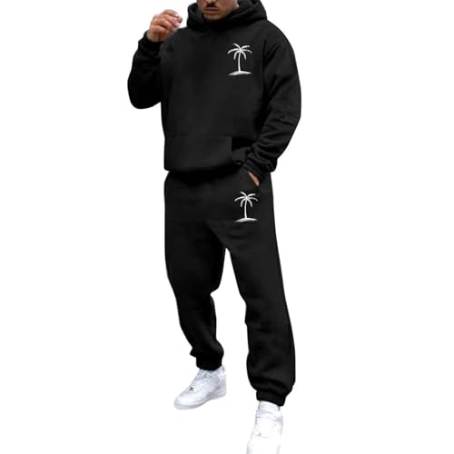 YCBMINGCAN Sport Anzug Herren Jogginganzug Herren Warm Gefüttert 2-Teilig Trainingsanzug 3D Druck Sportanzug Einfarbig Hoodie Y2K Hip Hop mit Taschen Hausanzug Klassisch Jogginganzug Tracksuit Set von YCBMINGCAN
