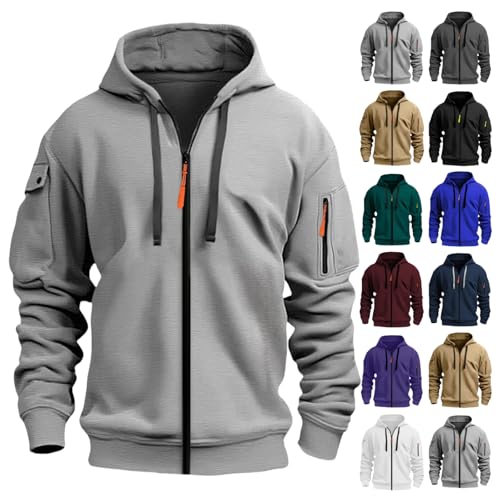 YCBMINGCAN Sweatshirtjacke Herren mit Kapuze,Zip Hoodie Jacke mit Reißverschluss,Sportlicher Kapuzenpullover für Männer,Leichte Übergangsjacke für Sport & Freizeit von YCBMINGCAN