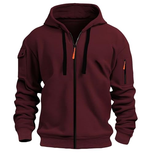 YCBMINGCAN Sweatshirtjacke Herren mit Kapuze,Zip Hoodie Jacke mit Reißverschluss,Sportlicher Kapuzenpullover für Männer,Leichte Übergangsjacke für Sport & Freizeit von YCBMINGCAN