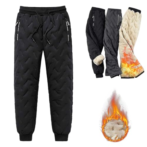 YCBMINGCAN Unisex-Jogginghose mit Lammwoll-Fleecefutter, Unisex-Jogginghose aus Fleece, für Herren, Winter, warm, leicht, Jogginghose Arbeitshose Herren (BK1, L) von YCBMINGCAN