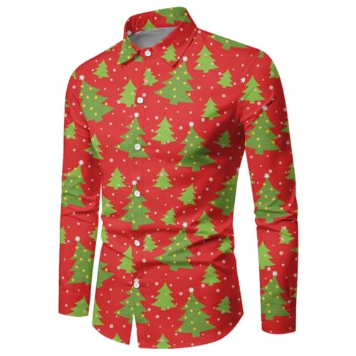 YCBMINGCAN Warehouse Deal Hemd Herren Langarm Weihnachtshemd Herren 3D Lustig Weihnachtsshirt Freizeithemden Hemden Weihnachten Langarm Button Up Regular Fit Weihnachtskleidung Herren Weihnachtsoutfit von YCBMINGCAN