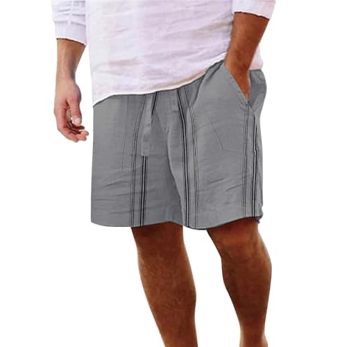 YCBMINGCAN Warehouse Deal Leinen Kurze Hose Herren Leinen Shorts Herren Sommer Kurze Chino Hose Elastische Taille Stretch Leicht Sommershorts Einfarbige Lockere Leinenhose Mit Taschen von YCBMINGCAN