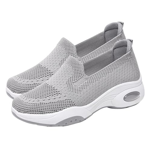 YCBMINGCAN Weiche, atmungsaktive, gewebte Go-Walking-Slip-on-Schaumstoffschuhe für Damen mit Fußgewölbeunterstützung, Sportschuhe und Freizeitschuhe Business Schuhe Damen 42 (Grey, 38) von YCBMINGCAN