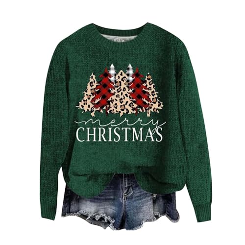 YCBMINGCAN Weihnachten Sale Damen Strickpullover Lustige Weihnachtspullover Damen Strickpullover Winter Rundhals Pulli Lose Sweatshirt Damen Langarm Oberteile Warm Oberteile Tunika Tops von YCBMINGCAN