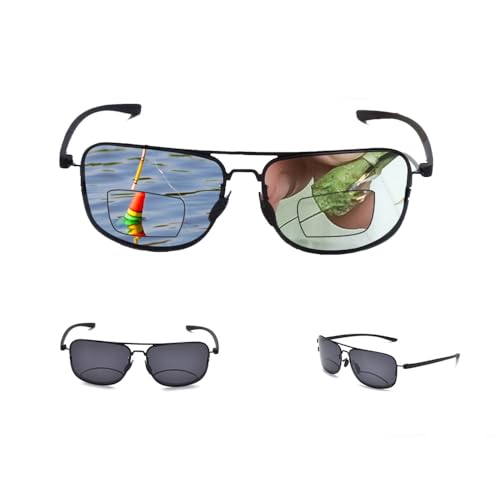 YCBTPS Doppelstrahl Photochrome Lesebrille Für Herren Outdoor Mode Sonnenbrillen Bifokale Polarisierte Brillen Für Angeln，bequeme Brille Für Das Ganztägige Tragen(+150) von YCBTPS