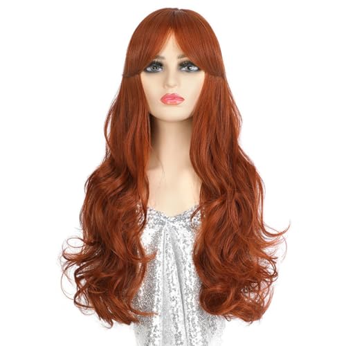 Echthaar-Perücke, Cosplay-Perücke, lang, natürlich, modisch, synthetisch, lang, gelockt, gewellt, für Damen (D) von YCCHAH