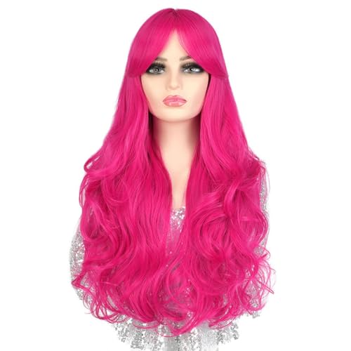 Echthaar-Perücke, Cosplay-Perücke, lang, natürlich, modisch, synthetisch, lang, gelockt, gewellt, für Damen (F) von YCCHAH