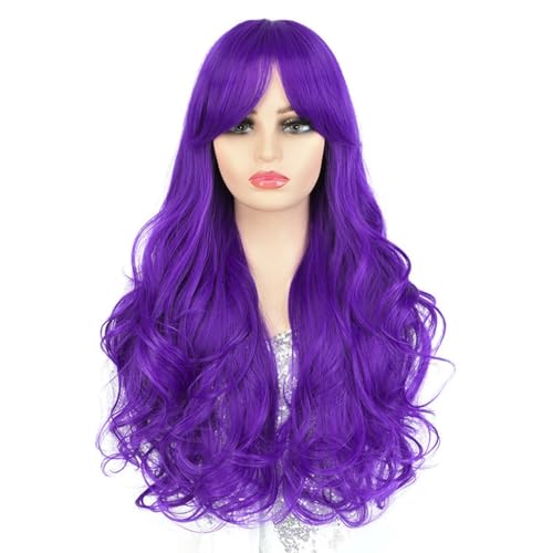 Echthaar-Perücke, Cosplay-Perücke, lang, natürlich, modisch, synthetisch, lang, gelockt, gewellt, für Damen (G) von YCCHAH