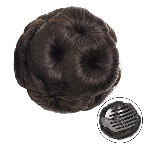 Haar-Accessoires, synthetischer Dutt, floraler Stil, Pferdeschwanz-Verlängerung, Haarspangen, geflochtener Dutt, Haarklammer, Donut-Perücke, Haarschmuck, Haarteile für Damen (A) von YCCHAH