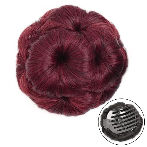 Haar-Accessoires, synthetischer Dutt, floraler Stil, Pferdeschwanz-Verlängerung, Haarspangen, geflochtener Dutt, Haarklammer, Donut-Perücke, Haarschmuck, Haarteile für Damen (E) von YCCHAH