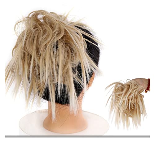 Haar-Accessoires, unordentlicher Dutt, Pferdeschwanz, Haarverlängerung mit elastischem Gummiband, synthetischer, flauschiger Dutt, Damenperücke, Haarteile für Damen (008) von YCCHAH
