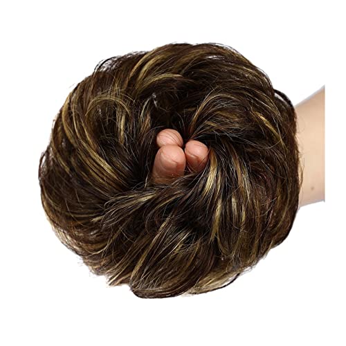 Haar Zubehör 1 Pack Synthetische Messy Brötchen Verlängerung Shaggy Brötchen Stirnbänder Mit Elastische Gummiband Frauen Lockige Wellenförmige Perücke Knoten Haarteile Für Frauen(4-27) von YCCHAH