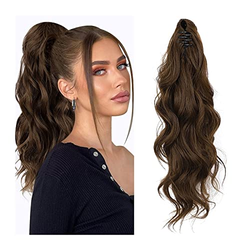 Haar Zubehör 20 zoll Lange Lockige Wellenförmige Knoten Pferdeschwanz Verlängerte Klaue Clip Synthetische Perücke Wellenförmige Pferdeschwanz Geeignet für den täglichen gebrauch von frauen Haarteile von YCCHAH